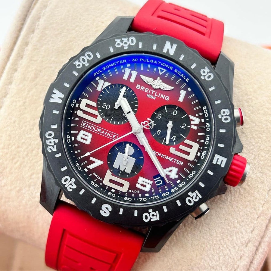 Breitling Endurance Pro Ironman Red Dial Red Rubber Strap Watch for Men - X823109A1K1S1