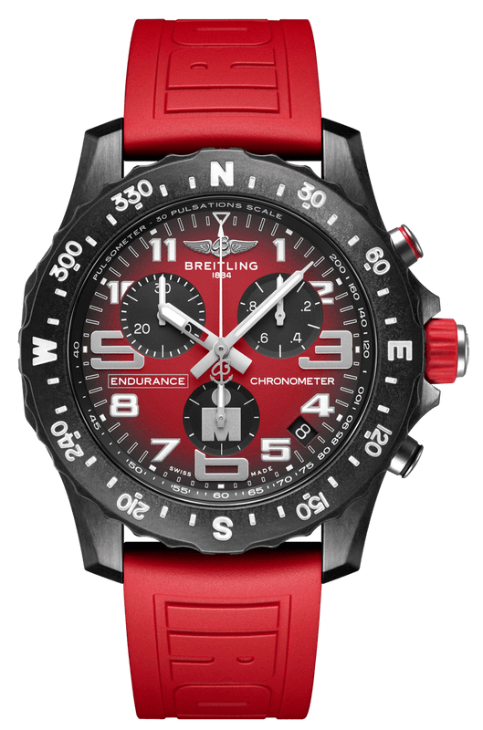 Breitling Endurance Pro Ironman Red Dial Red Rubber Strap Watch for Men - X823109A1K1S1