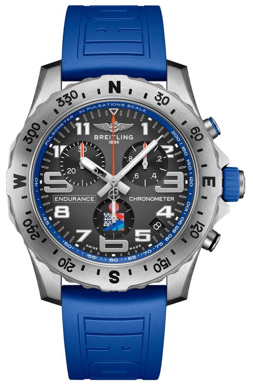 Breitling Endurance Pro Ironman World Championship Grey Dial Blue Rubber Strap Watch for Men - E823103A1M1S1
