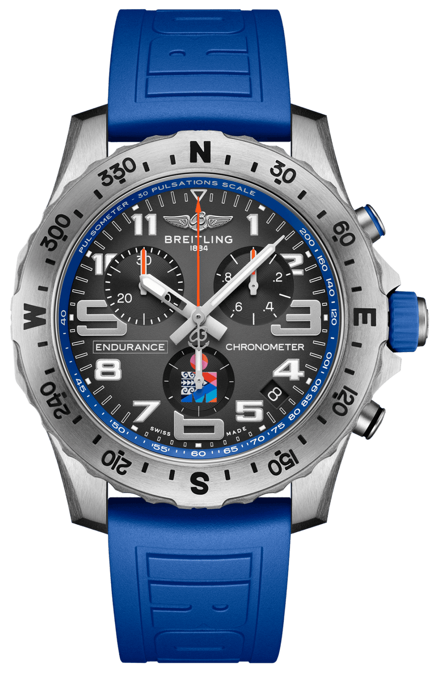 Breitling Endurance Pro Ironman World Championship Grey Dial Blue Rubber Strap Watch for Men - E823103A1M1S1