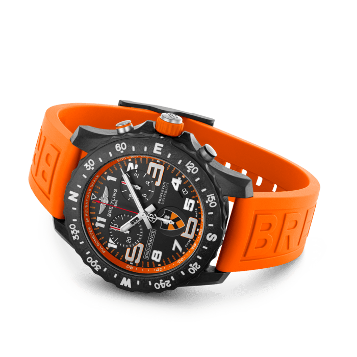 Breitling Endurance Pro Princeton University Edition Black Dial Orange Rubber Strap Watch for Men - X823104C1B1S1