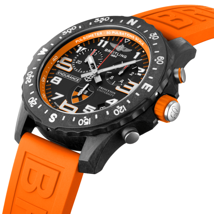 Breitling Endurance Pro Princeton University Edition Black Dial Orange Rubber Strap Watch for Men - X823104C1B1S1