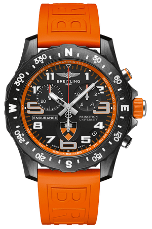 Breitling Endurance Pro Princeton University Edition Black Dial Orange Rubber Strap Watch for Men - X823104C1B1S1