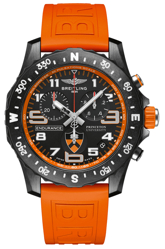 Breitling Endurance Pro Princeton University Edition Black Dial Orange Rubber Strap Watch for Men - X823104C1B1S1