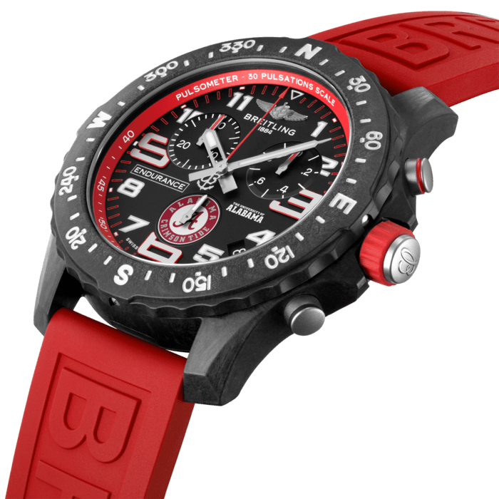 Breitling Endurance Pro The University of Alabama Black Dial Red Rubber Strap Watch for Men - X823102C1B1S1