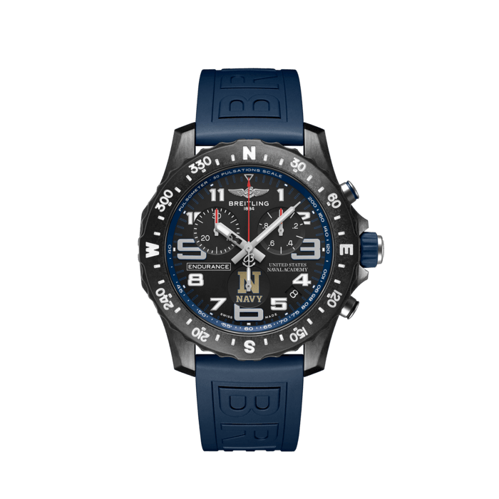 Breitling Endurance Pro United States Naval Academy Black Dial Blue Rubber Strap Watch for Men - X823103C1B1S1