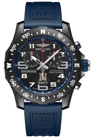 Breitling Endurance Pro United States Naval Academy Black Dial Blue Rubber Strap Watch for Men - X823103C1B1S1