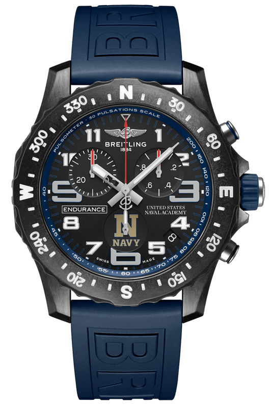 Breitling Endurance Pro United States Naval Academy Black Dial Blue Rubber Strap Watch for Men - X823103C1B1S1