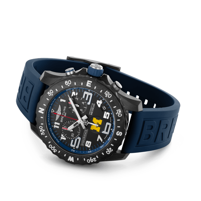 Breitling Endurance Pro University Black Dial Blue Rubber Strap Watch for Men - X823101C1B1S1