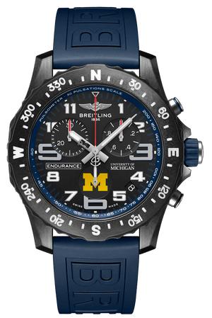 Breitling Endurance Pro University Black Dial Blue Rubber Strap Watch for Men - X823101C1B1S1