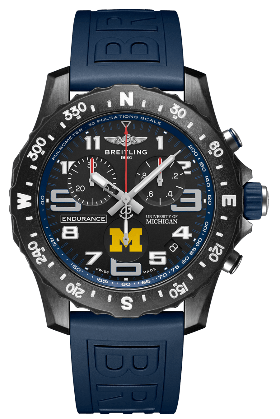 Breitling Endurance Pro University Black Dial Blue Rubber Strap Watch for Men - X823101C1B1S1