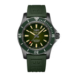 Breitling Superocean Automatic 46 Green Dial Green Rubber Strap Watch for Men - M173681A1L1S1