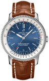 Breitling Navitimer Automatic 38mm Blue Dial Brown Leather Strap Mens Watch - A17325211C1P2