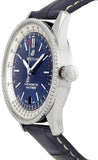 Breitling Navitimer Automatic 38mm Blue Dial Blue Leather Strap Mens Watch - A17325211C1P1