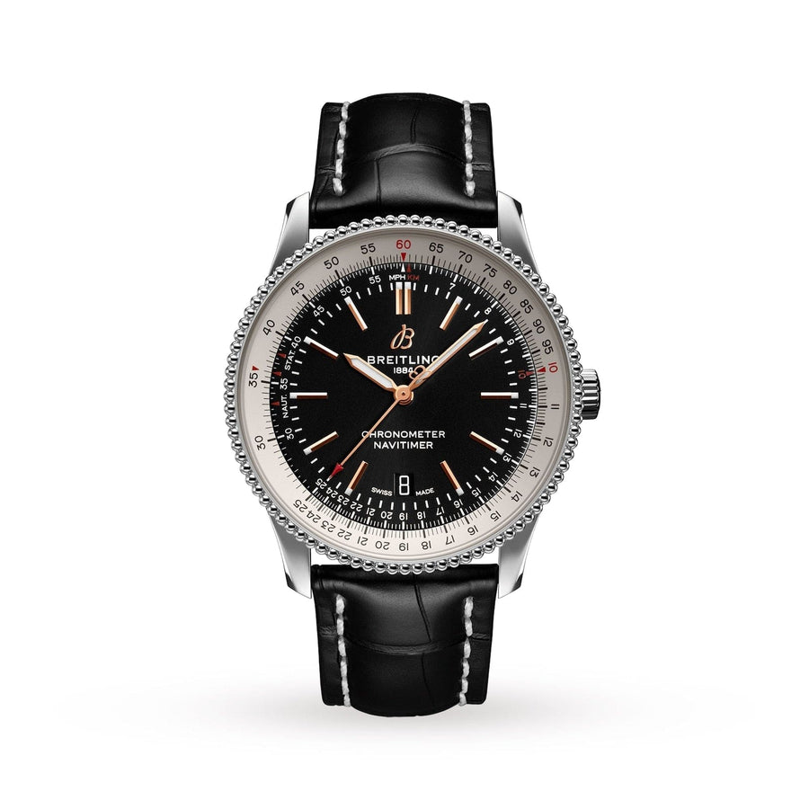 Breitling Navitimer 1 Automatic 41mm Black Dial Black Leather Strap Mens Watch - A17326211B1P1