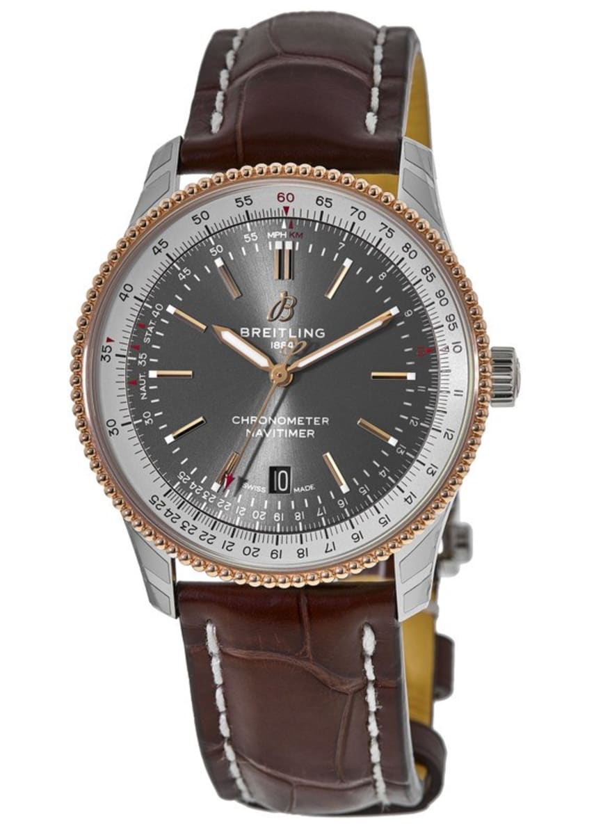 Breitling Navitimer 1 Automatic 41mm Black Dial Brown Leather Strap Mens Watch - U17326211M1P1