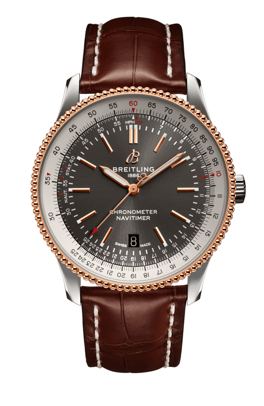 Breitling Navitimer 1 Automatic 41mm Black Dial Brown Leather Strap Mens Watch - U17326211M1P1