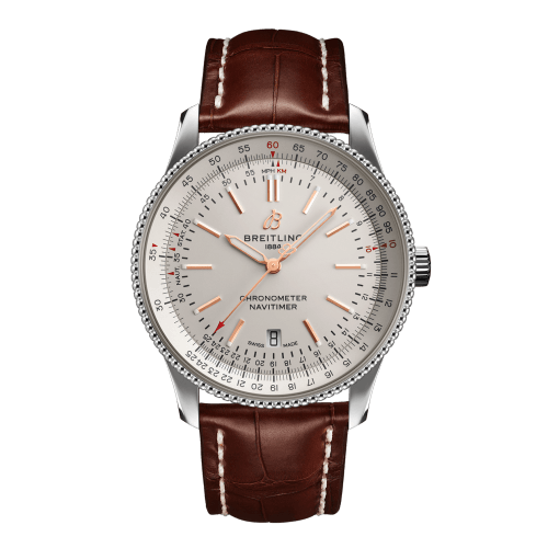 Breitling Navitimer 1 Automatic 41mm White Dial Brown Leather Strap Mens Watch - U17326241G1P2
