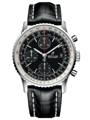 Breitling Navitimer 1 Chronograph 41mm Automatic Black Dial Black Leather Strap Mens Watch - A13324121B1P1
