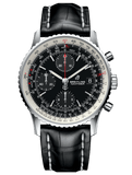Breitling Navitimer 1 Chronograph 41mm Automatic Black Dial Black Leather Strap Mens Watch - A13324121B1P1