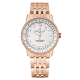 Breitling Navitimer Automatic 35 White Mother of Pearl Dial Rose Gold Steel Strap Watch for Men - R17395211A1R1