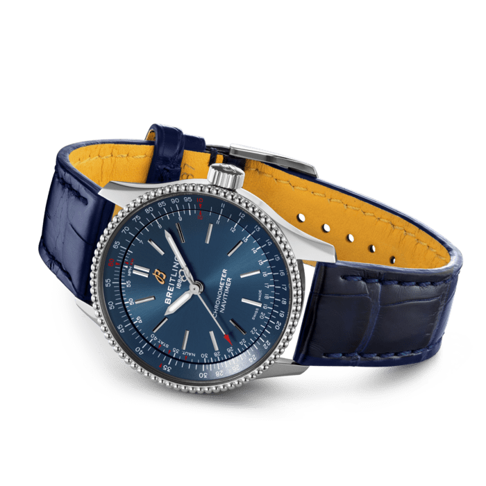 Breitling Navitimer Automatic 35 Blue Dial Blue Leather Strap Watch for Men - A17395161C1P1