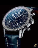 Breitling Navitimer Automatic 35 Blue Dial Blue Leather Strap Watch for Men - A17395161C1P1
