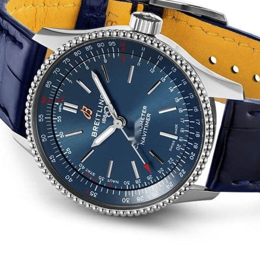 Breitling Navitimer Automatic 35 Blue Dial Blue Leather Strap Watch for Men - A17395161C1P1