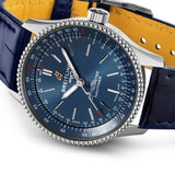 Breitling Navitimer Automatic 35 Blue Dial Blue Leather Strap Watch for Men - A17395161C1P1