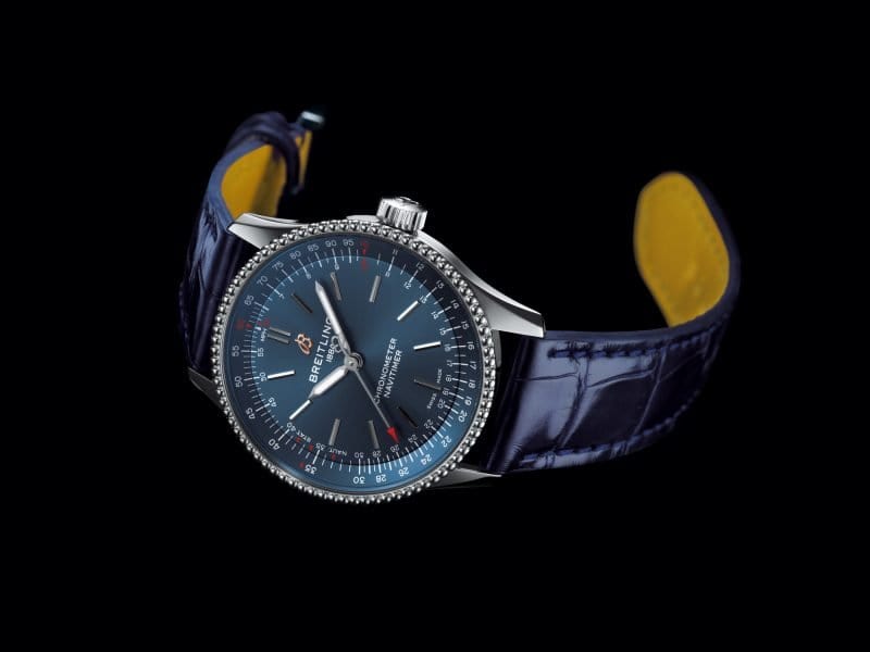 Breitling Navitimer Automatic 35 Blue Dial Blue Leather Strap Watch for Men - A17395161C1P1