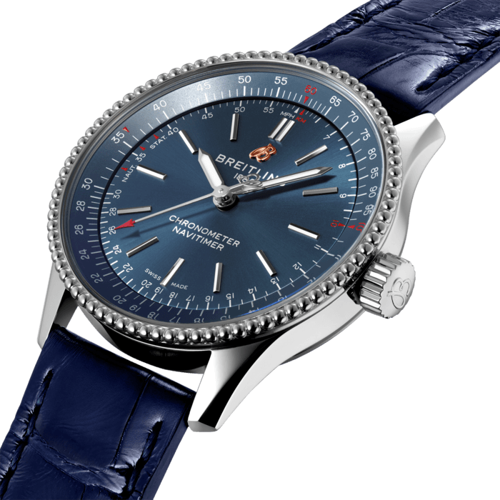 Breitling Navitimer Automatic 35 Blue Dial Blue Leather Strap Watch for Men - A17395161C1P1