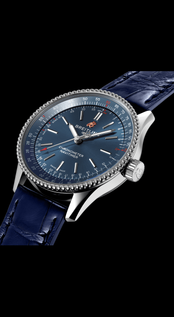 Breitling Navitimer Automatic 35 Blue Dial Blue Leather Strap Watch for Men - A17395161C1P1