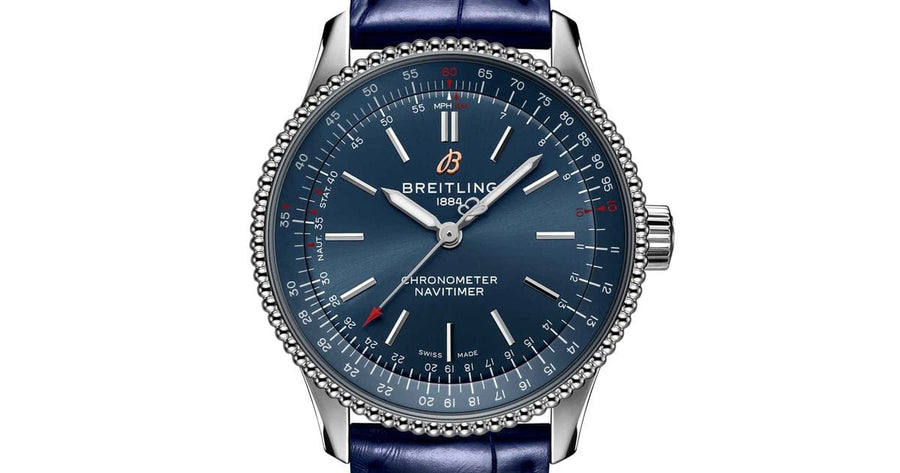 Breitling Navitimer Automatic 35 Blue Dial Blue Leather Strap Watch for Men - A17395161C1P1