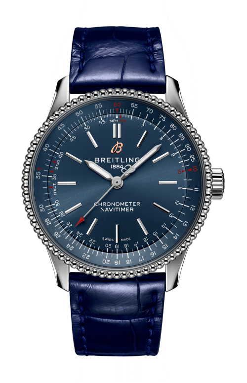 Breitling Navitimer Automatic 35 Blue Dial Blue Leather Strap Watch for Men - A17395161C1P1