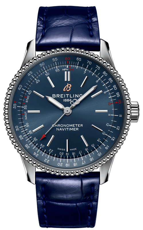 Breitling Navitimer Automatic 35 Blue Dial Blue Leather Strap Watch for Men - A17395161C1P1