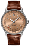 Breitling Navitimer Automatic 35 Brown Dial Brown Leather Strap Watch for Men - A17395201K1P1
