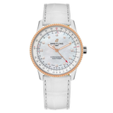 Breitling Navitimer Automatic 35 Mother of Pearl Dial White Leather Strap Watch for Women - U17395211A1P3