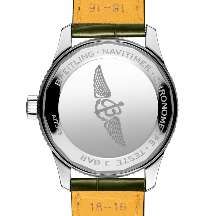 Breitling Navitimer Automatic 35 Green Dial Green Leather Strap Watch for Women - A17395361L1P1