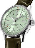 Breitling Navitimer Automatic 35 Green Dial Green Leather Strap Watch for Women - A17395361L1P1