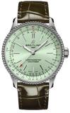 Breitling Navitimer Automatic 35 Green Dial Green Leather Strap Watch for Women - A17395361L1P1