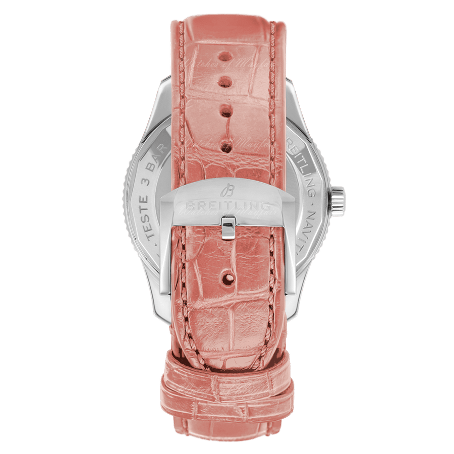 Breitling Navitimer Automatic 35 Mother of Pearl Dial Pink Leather Strap Watch for Women - A17395211A1P3