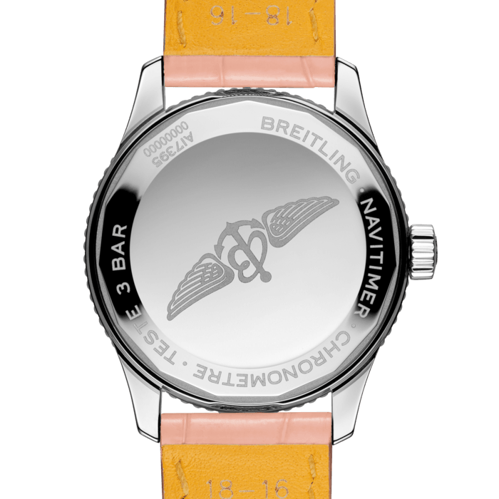 Breitling Navitimer Automatic 35 Mother of Pearl Dial Pink Leather Strap Watch for Women - A17395211A1P3