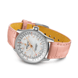 Breitling Navitimer Automatic 35 Mother of Pearl Dial Pink Leather Strap Watch for Women - A17395211A1P3