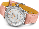 Breitling Navitimer Automatic 35 Mother of Pearl Dial Pink Leather Strap Watch for Women - A17395211A1P3