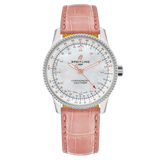 Breitling Navitimer Automatic 35 Mother of Pearl Dial Pink Leather Strap Watch for Women - A17395211A1P3
