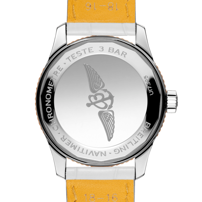 Breitling Navitimer Automatic 35 Mother of Pearl Dial White Leather Strap Watch for Women - U17395211A1P3