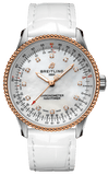 Breitling Navitimer Automatic 35 Mother of Pearl Dial White Leather Strap Watch for Women - U17395211A1P3