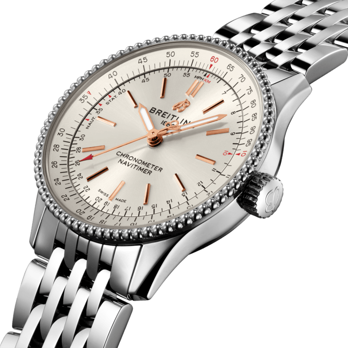 Breitling Navitimer Automatic 35 White Dial Silver Steel Strap Watch for Men - A17395F41G1A1