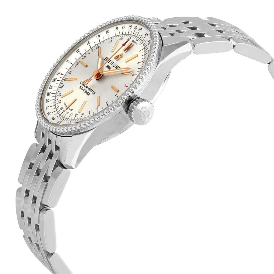 Breitling Navitimer Automatic 35 White Dial Silver Steel Strap Watch for Men - A17395F41G1A1