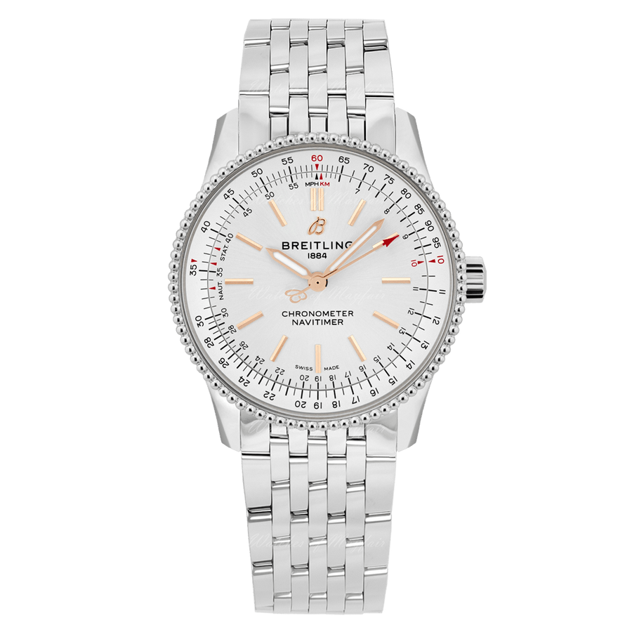 Breitling Navitimer Automatic 35 White Dial Silver Steel Strap Watch for Men - A17395F41G1A1